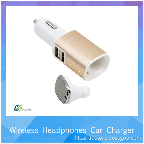 Bluetooth Headphones with Car Charger 2 in 1 Noise Cancelling Earphone with mic